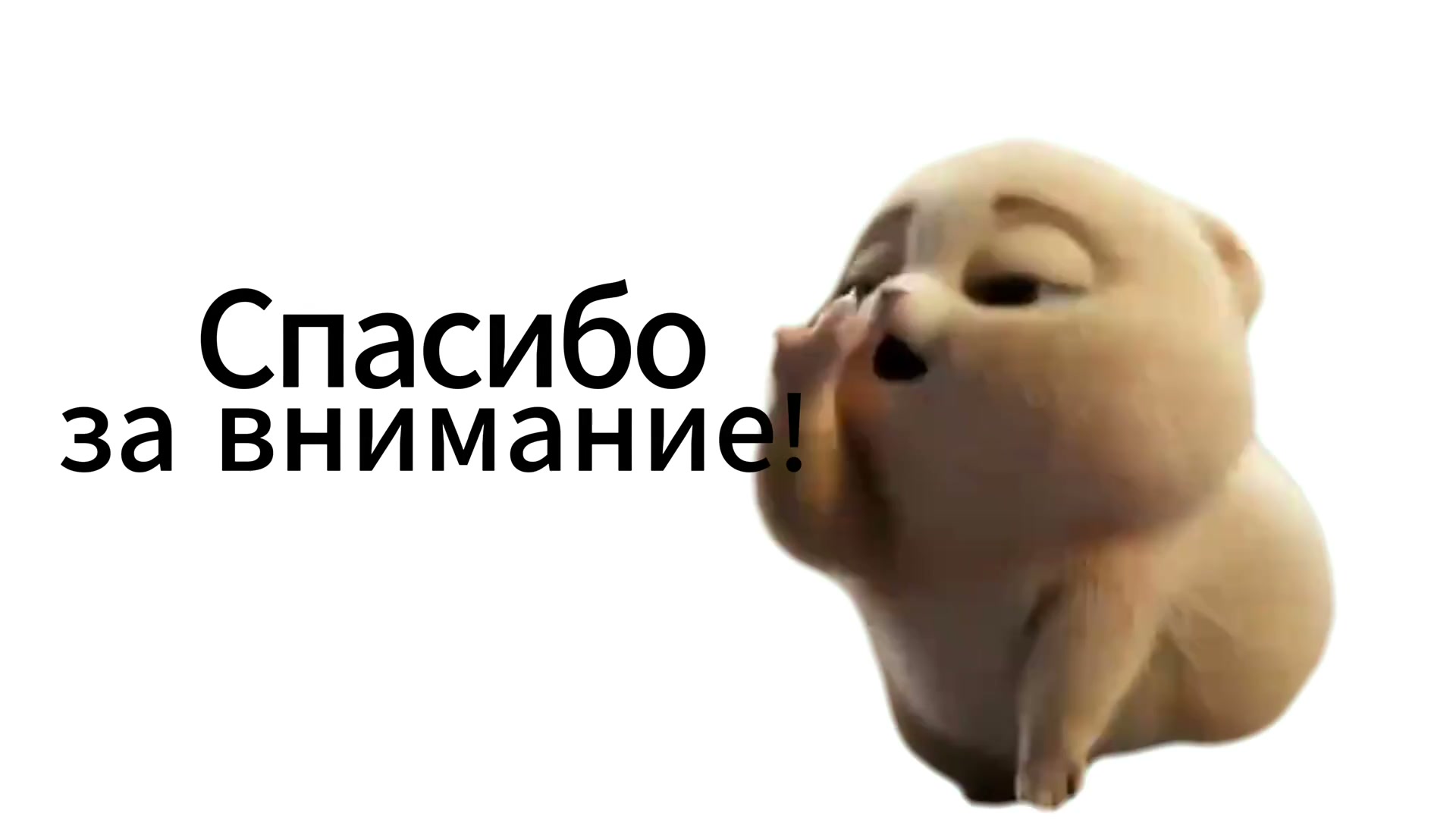 Танцующий хомяк с надписью «Спасибо за внимание!» в нашем ролике из CapCut